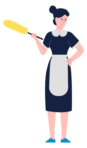 Personaje de color de criada Trabajador profesional de servicios de limpieza