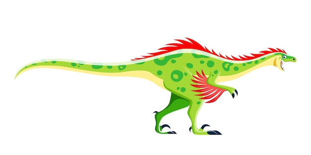 Personaje cómico aislado de dinosaurio Raptor de dibujos animados