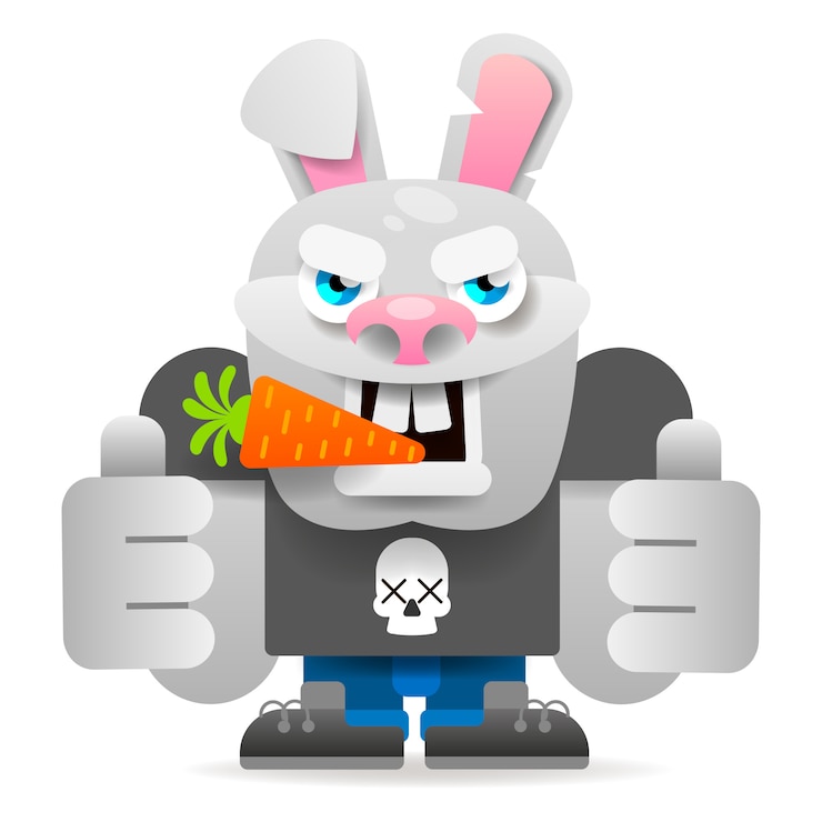 Vector personaje de conejo de dibujos animados