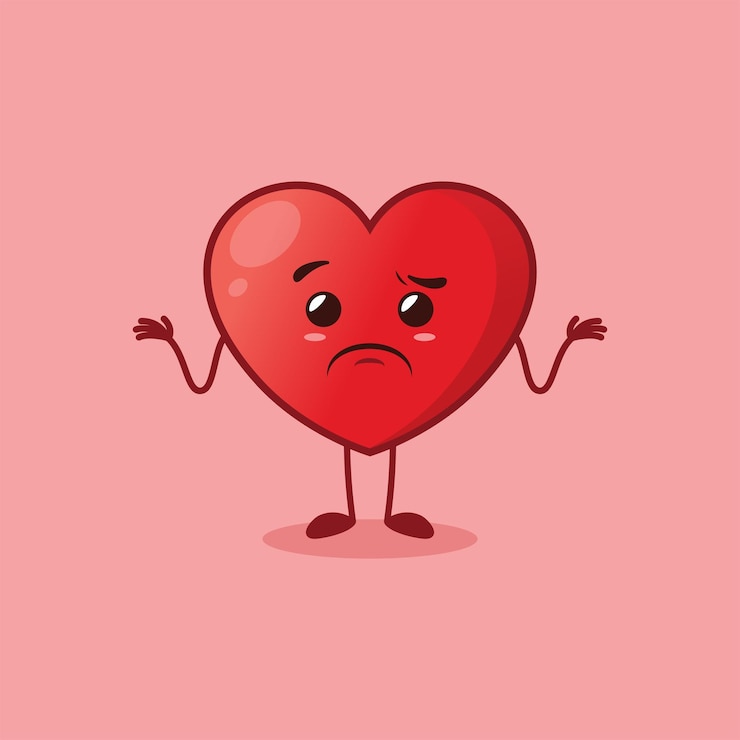 Vector el personaje del corazón lindo está desconcertado.