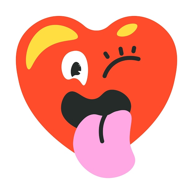 Personaje de corazón sacando la lengua personaje