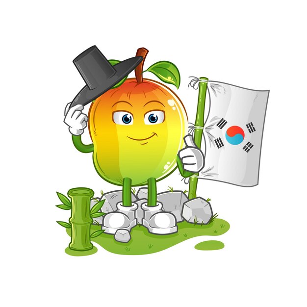 Personaje coreano de mango. vector de mascota de dibujos animados