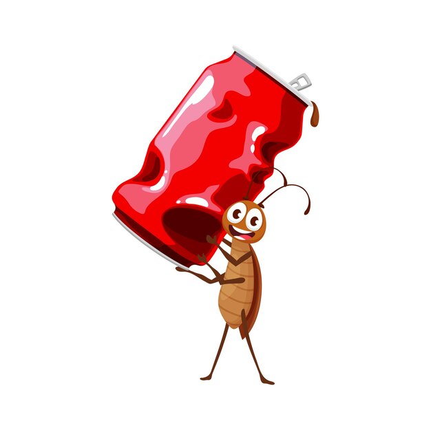 El personaje de la cucaracha de dibujos animados lleva una lata vieja