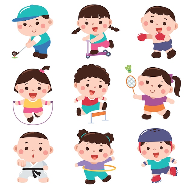 Vector personaje deportivo de dibujos animados para niños