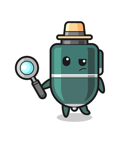 El personaje detective de bolígrafo está analizando un caso.