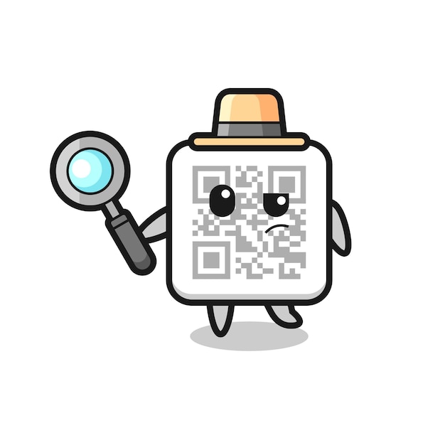 El personaje detective del código qr está analizando un caso.