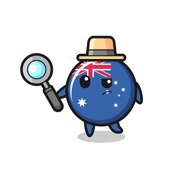 El personaje detective de la insignia de la bandera de australia está analizando un caso