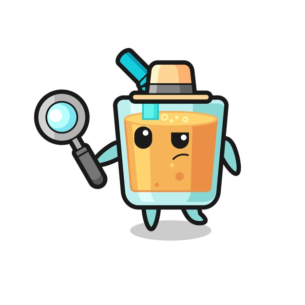 El personaje detective de jugo de naranja está analizando un caso