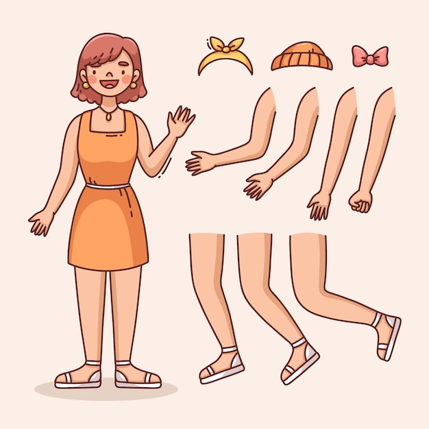 Un personaje dibujado a mano posa una ilustración
