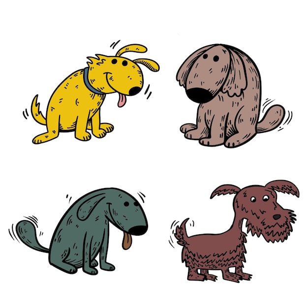 personaje de dibujo de mano de perro para ilustración plantilla de icono mascota sitio web etc.