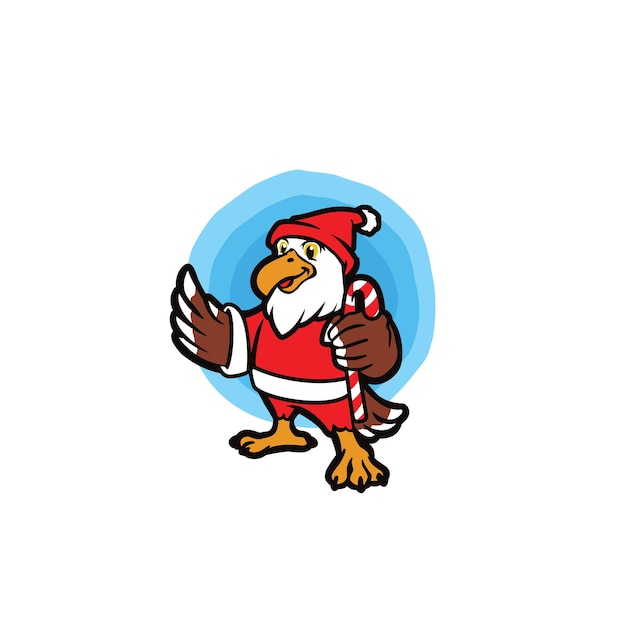 Personaje de dibujos animados de águila con traje de santa claus - plantilla de logotipo