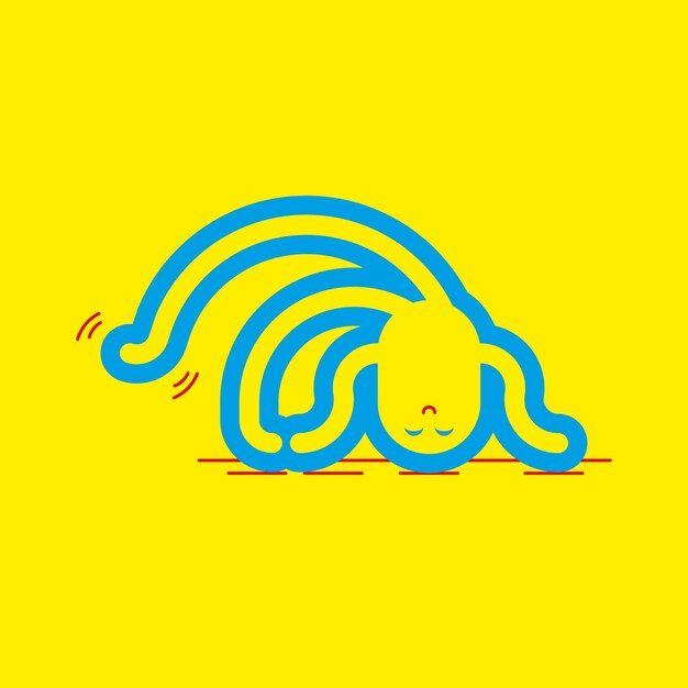 Un personaje de dibujos animados al revés divirtiéndose.