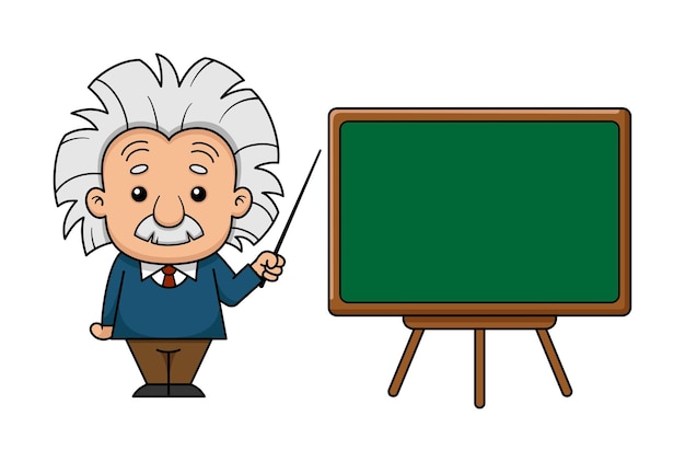 Personaje de dibujos animados de albert einstein con tablero | Vector  Premium