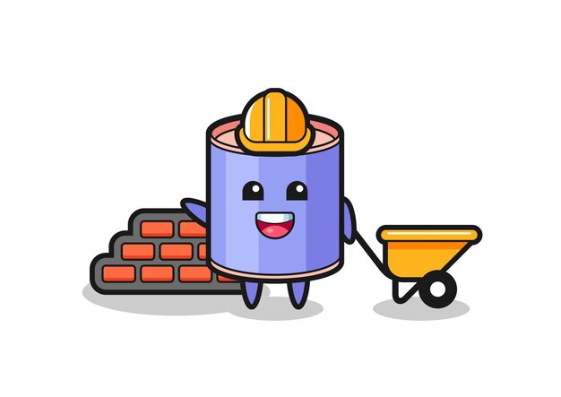 Vector personaje de dibujos animados de la alcancía del cilindro como diseño lindo del constructor