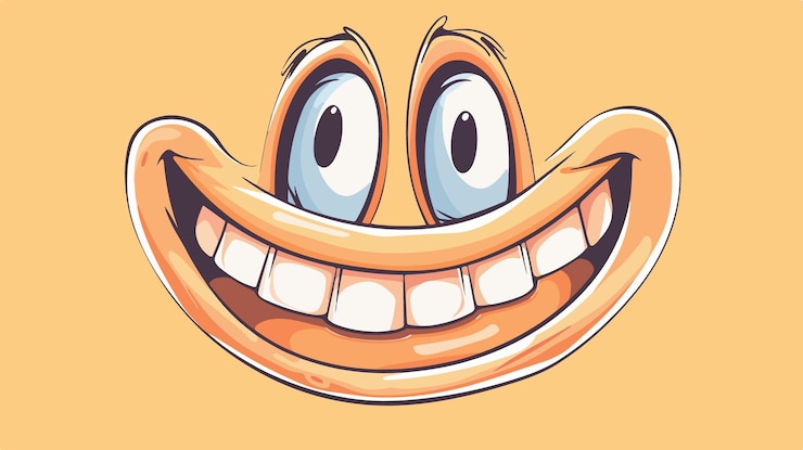 Vector un personaje de dibujos animados alegre con una expresión sonriente divertida