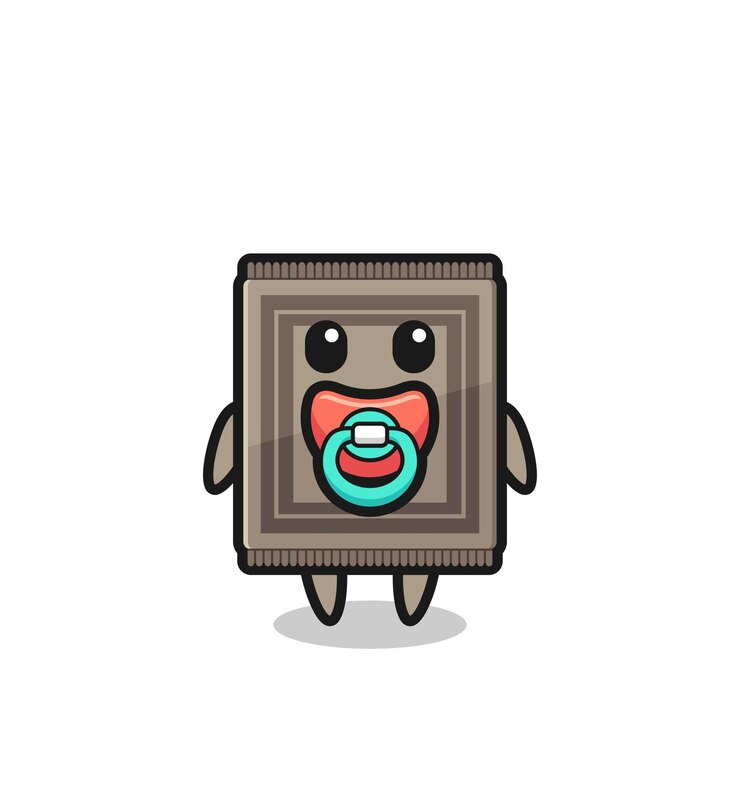 Vector personaje de dibujos animados de alfombra de bebé con chupete