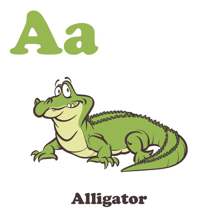 Vector personaje de dibujos animados de alligator alphabet para niños