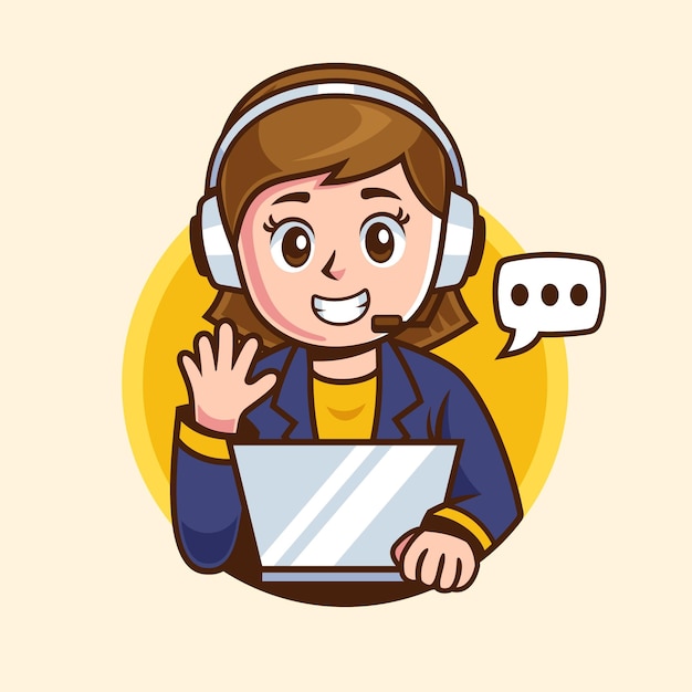 Vector personaje de dibujos animados de apoyo al servicio al cliente femenino