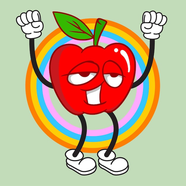 Vector personaje de dibujos animados de apple
