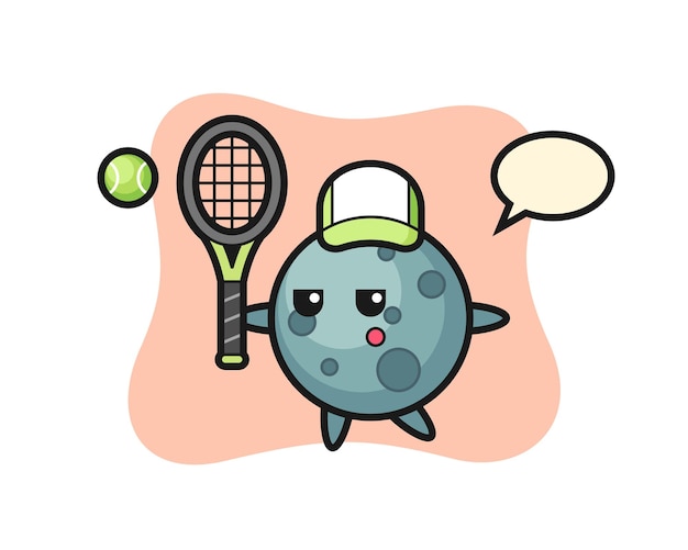 Personaje de dibujos animados de asteroide como tenista