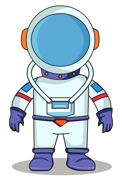 Vector personaje de dibujos animados astronauta de pie sobre un fondo blanco