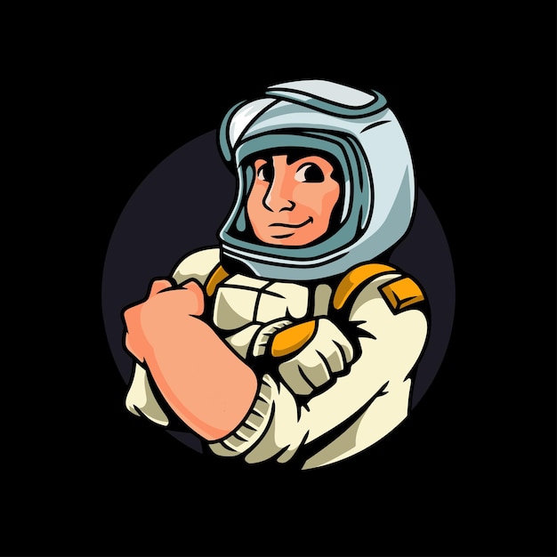 Personaje de dibujos animados de astronauta de strongman