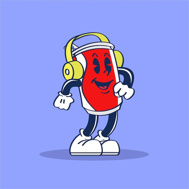 Un personaje de dibujos animados con auriculares y una sonrisa en su rostro.