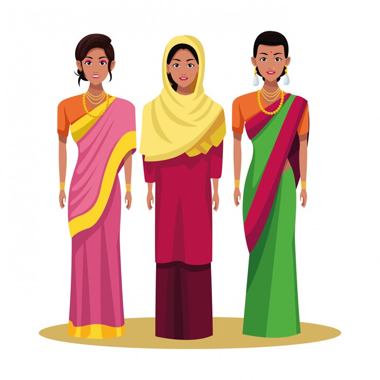 Vector personaje de dibujos animados de avatar de mujer india