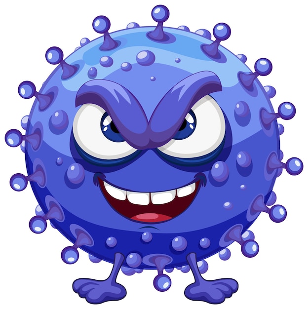 Personaje de dibujos animados de las bacterias púrpuras Virus Germen Monstruo