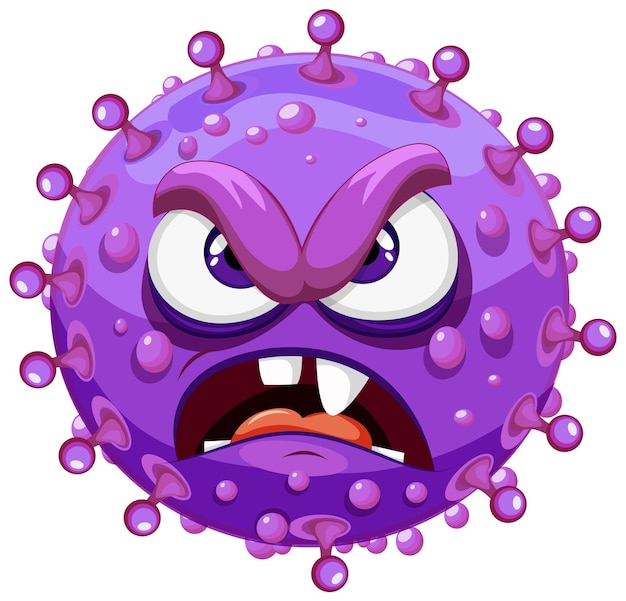 Personaje de dibujos animados de las bacterias púrpuras Virus Germen Monstruo