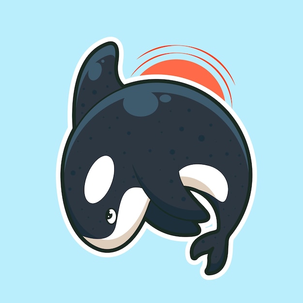 Personaje de dibujos animados de ballena orca