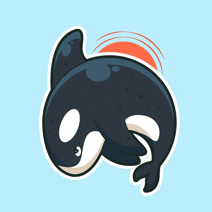 personaje de dibujos animados de ballena orca