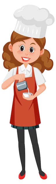 Vector un personaje de dibujos animados barista sobre fondo blanco.