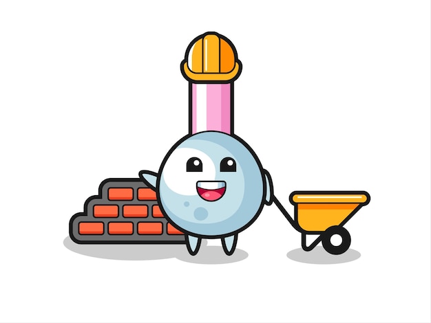 Personaje de dibujos animados de bastoncillo de algodón como constructor, diseño de estilo lindo para camiseta, pegatina, elemento de logotipo