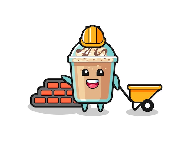 Personaje de dibujos animados de batido como un diseño de estilo lindo constructor para elemento de logotipo de etiqueta de camiseta