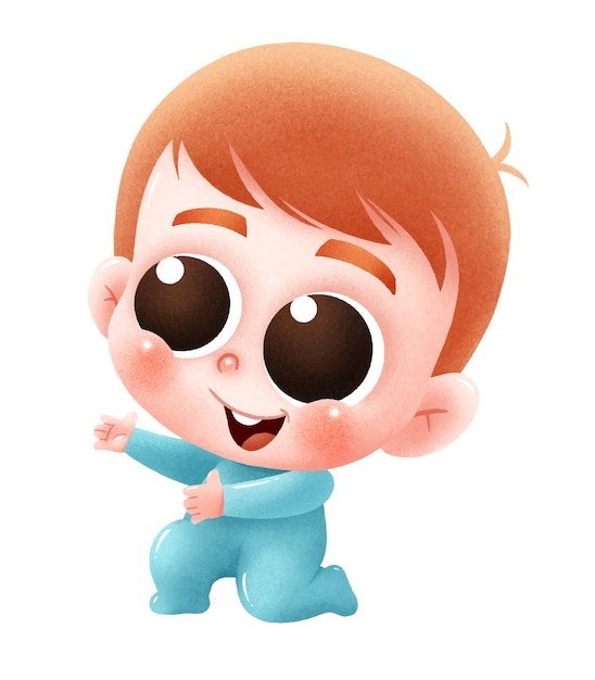 Personaje de dibujos animados bebé. lindo bebé presentando