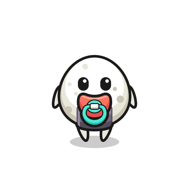 Personaje de dibujos animados de bebé onigiri con chupete, diseño de estilo lindo para camiseta, pegatina, elemento de logotipo