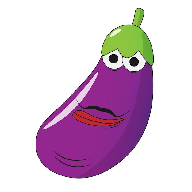 Personaje de dibujos animados berenjena emoji icono berenjena símbolo aislado vector vegetal clip art ilustración