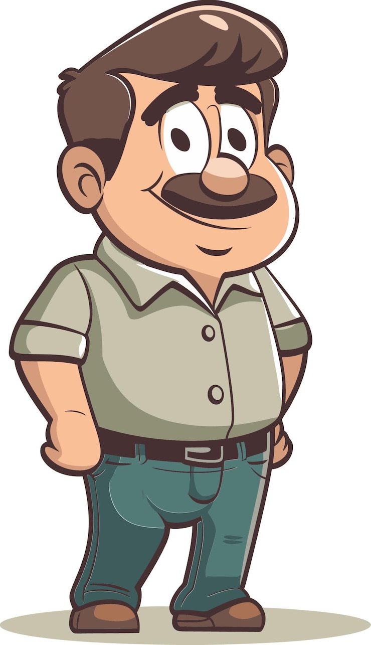Vector un personaje de dibujos animados con bigote y bigote