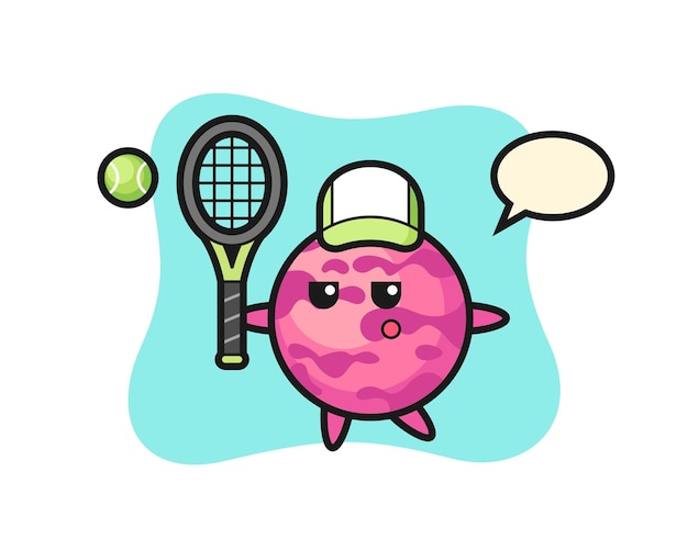 Personaje de dibujos animados de bola de helado como tenista