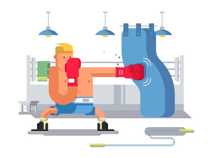 Vector personaje de dibujos animados de boxeador