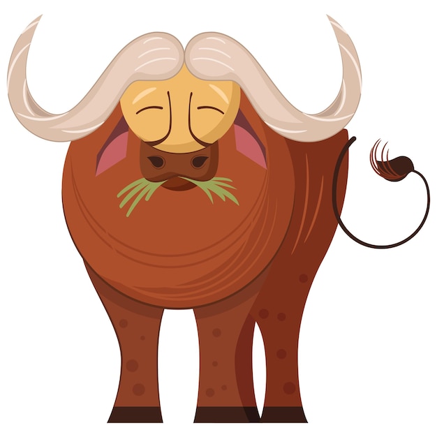 Vector personaje de dibujos animados de búfalos africanos. ilustración de vector plano aislado sobre fondo blanco