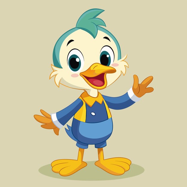 un personaje de dibujos animados con una camisa azul y una bufanda amarilla