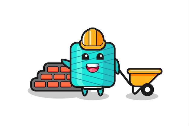 Personaje de dibujos animados de carrete de hilo como constructor, diseño de estilo lindo para camiseta, pegatina, elemento de logotipo