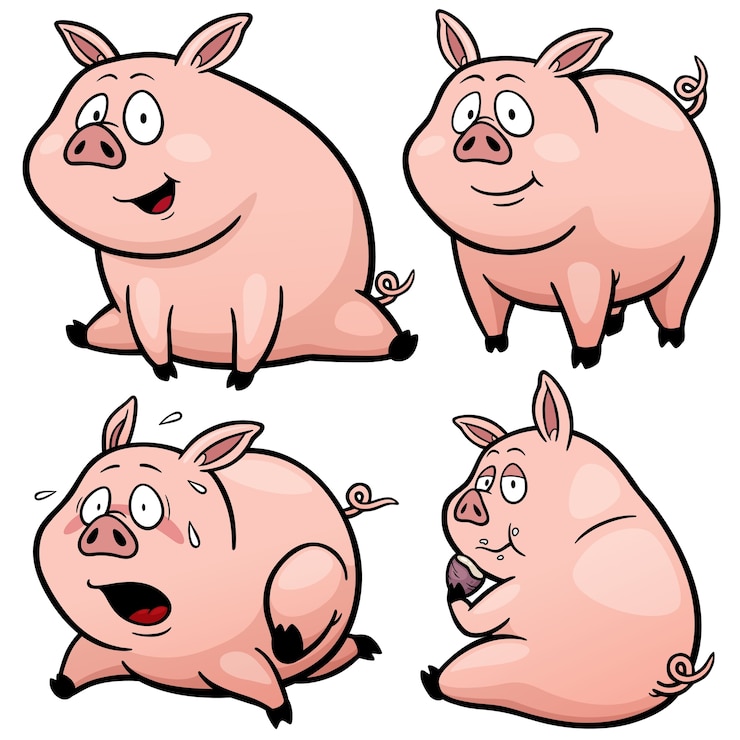 Vector personaje de dibujos animados de cerdo