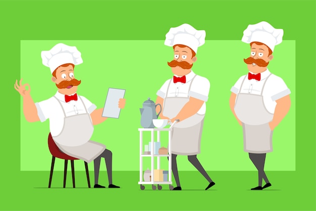 Vector personaje de dibujos animados chef cocinero hombre en uniforme blanco y sombrero de panadero