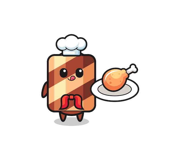 personaje de dibujos animados de chef de pollo frito rollo de oblea