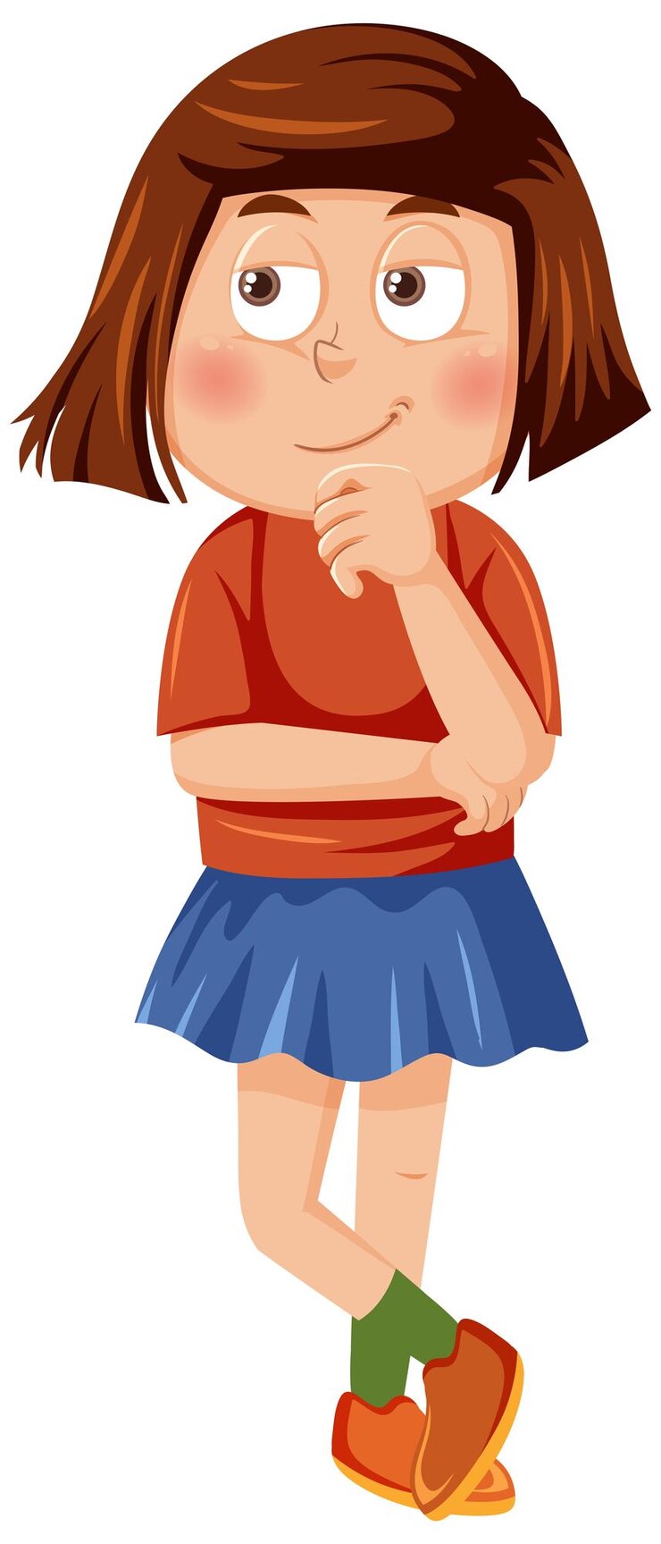 Personaje de dibujos animados de chica pensante