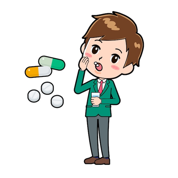 Personaje de dibujos animados de chico lindo con un gesto de drogas. |  Vector Premium
