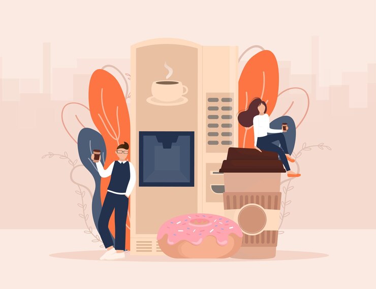 Vector personaje de dibujos animados coffee break máquina expendedora gran diseño para cualquier propósito ilustración de arte